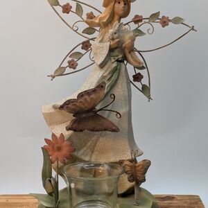 Fairy Candle Holder with Butterfly Accents resin for tea light/votive